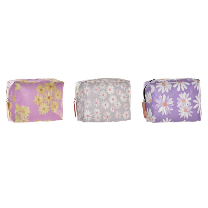DKD Home Decor Neceser Shabby Impermeable Nylon Colección Daisies con Margaritas Colores Surtidos 6x12x15 cm Pack 12 Unidades