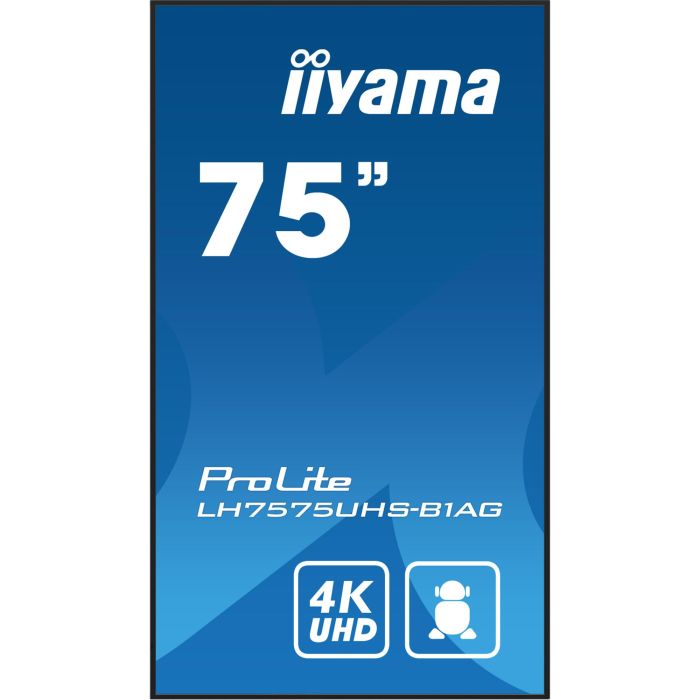 iiyama LH7575UHS-B1AG Pantalla Señalización Digital 75" (189.3cm) IPS 4K UHD 3840x2160 24/7 Wifi 10 iiyama LH7575UHS-B1AG Pantalla Señalización Digital 75" (189.3cm) IPS 4K UHD 3840x2160 24/7 Wifi 10