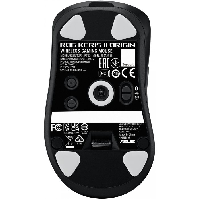 Asus Ratón de Juego ROG Keris II Origin BLK 90MP04A0-BMUA00 RF Wireless + Bluetooth + USB Type-A Óptico 42000 DPI Negro 1