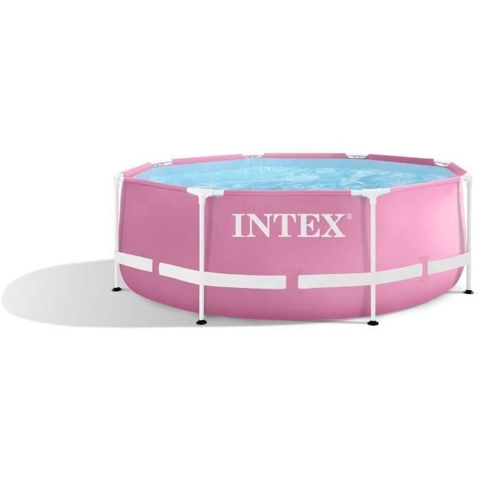 INTEX - Kit de piscina redonda con estructura metálica rosa - tubular - Ø xh: 2,44 x 0,76 m