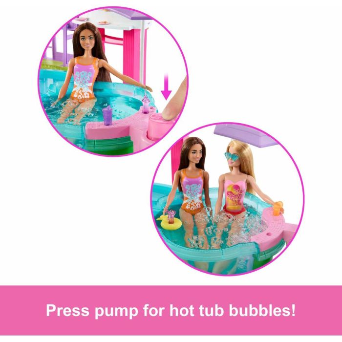 Barbie Piscina de Ensueño JFP01 con Tobogán y Jacuzzi y Más de 20 Accesorios 9