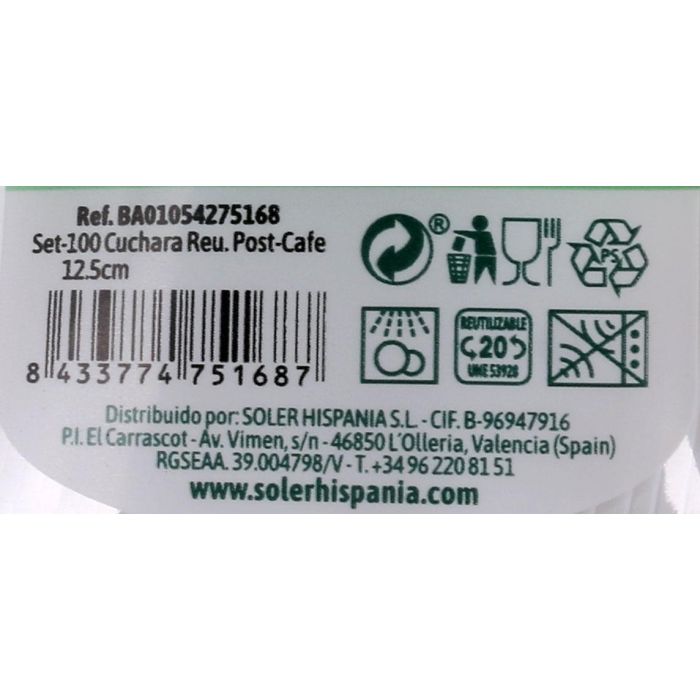 Algon Set 100 Cucharas Ecológicas Postre Café 12.5 cm 3