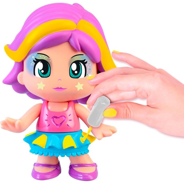 Famosa Pny70000 Pinypon Pop & Make Up Figura de 17cm para Maquillar y Decorar con Pegatinas y Purpurina +4 años 3