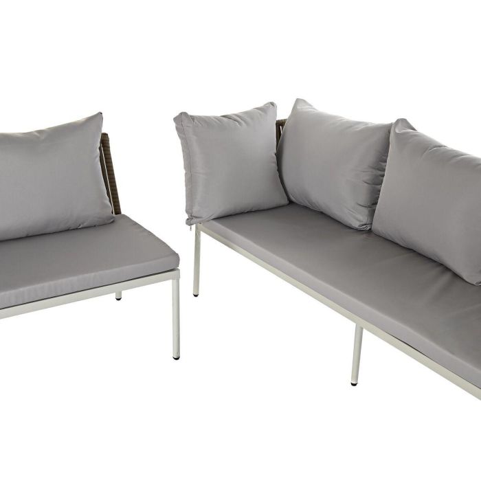 Sofa Terraza Y Jardin DKD Home Decor Blanco Marron Claro 190 x 70 x 190 cm Set de 3 7