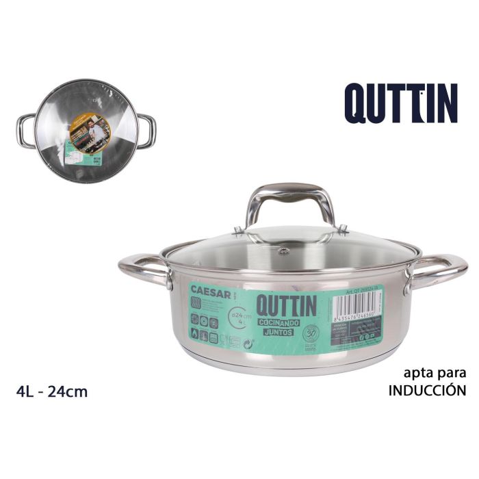 Quttin Cacerola con Tapa de Acero Inducción 24 cm / 4 L New Caesar (4 Unidades) 0 Quttin Cacerola con Tapa de Acero Inducción 24 cm / 4 L New Caesar (4 Unidades) 0