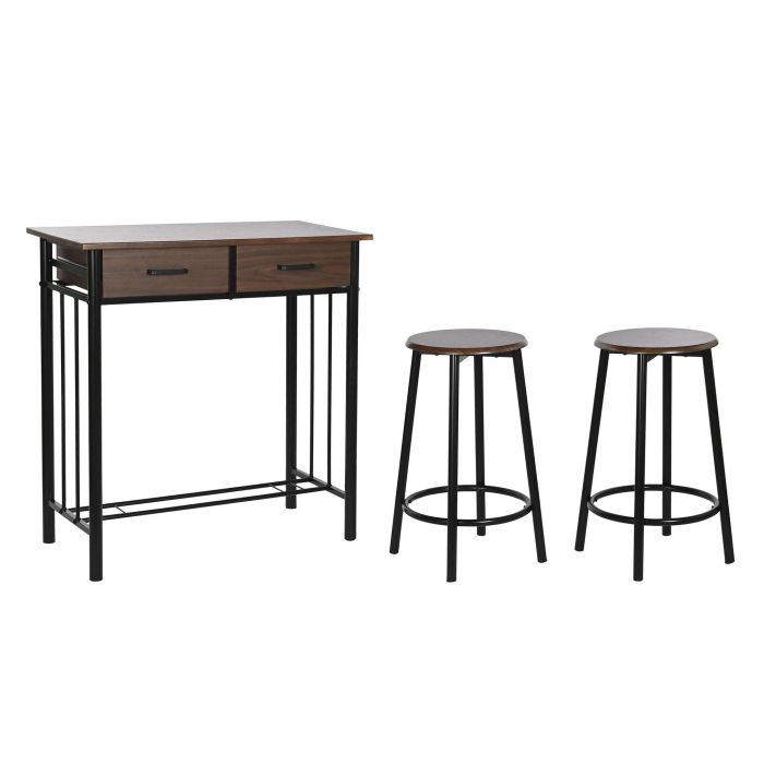 DKD Home Decor Mesa Negro Marron Metal MDF 50 x 84 x 80 cm Set de 3 4 DKD Home Decor Mesa Negro Marron Metal MDF 50 x 84 x 80 cm Set de 3 4