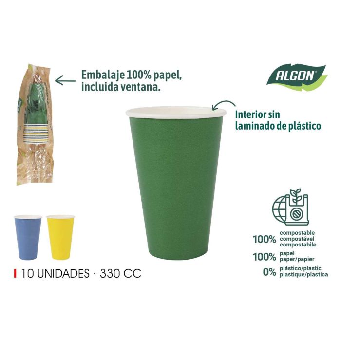Set de 10 Vasos de Cartón Multicolor 330 cc - Algon (20 Unidades) Set de 10 Vasos de Cartón Multicolor 330 cc - Algon (20 Unidades)