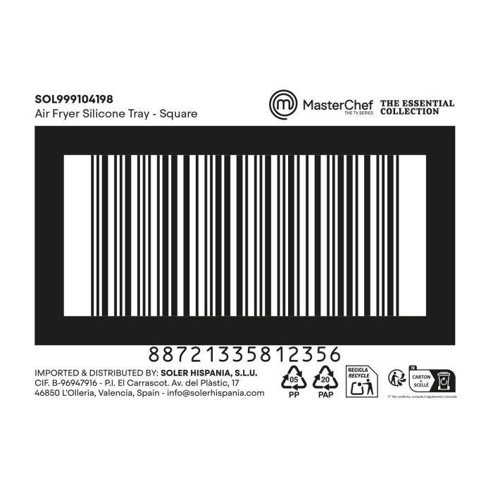 Inde Molde Cuadrado Silicona Freidora Aire 20x20x3 cm (24 Unidades) 1