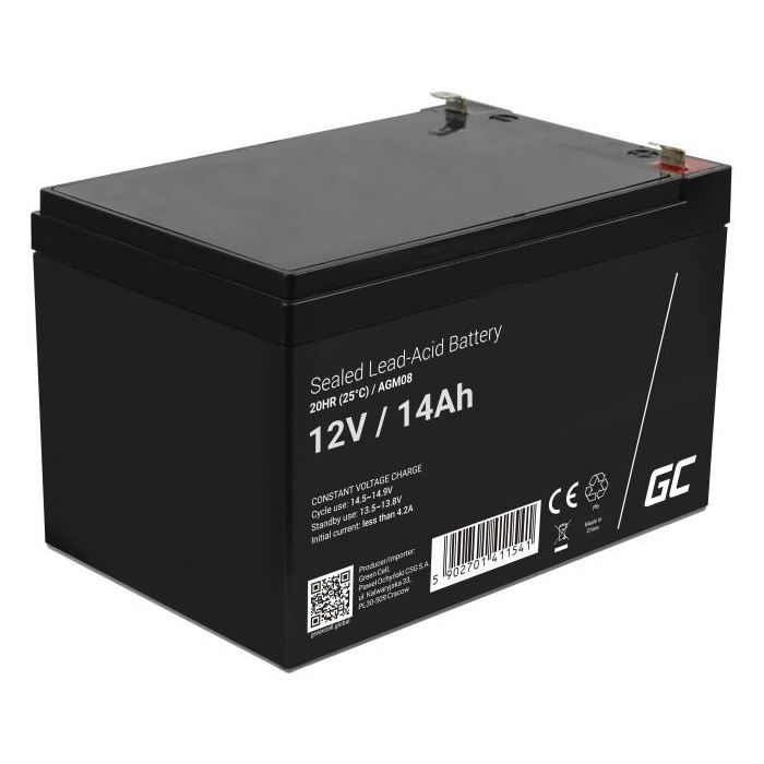 Green Cell AGM08 Batería de Reemplazo Sellada de Plomo Ácido (VRLA) 12V 14Ah (14000mAh) Negro 0 Green Cell AGM08 Batería de Reemplazo Sellada de Plomo Ácido (VRLA) 12V 14Ah (14000mAh) Negro 0