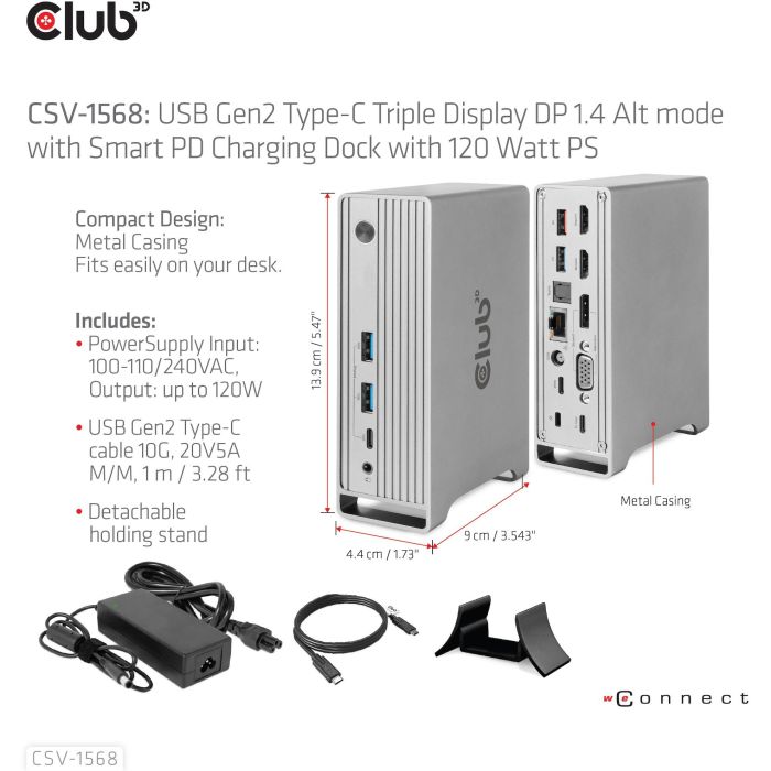 Club3D CSV-1568 Estación de Acoplamiento USB-C 4K 100W con 6xUSB3, DP, 2xHDMI, VGA, LAN, Power Delivery 120W 10 Club3D CSV-1568 Estación de Acoplamiento USB-C 4K 100W con 6xUSB3, DP, 2xHDMI, VGA, LAN, Power Delivery 120W 10