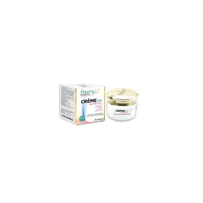 Fleurypharma Crema Nutritiva Orgánica Regeneradora Antiedad con Ácido Hialurónico y Aloe Vera para Piel Seca y Sensible 50ml
