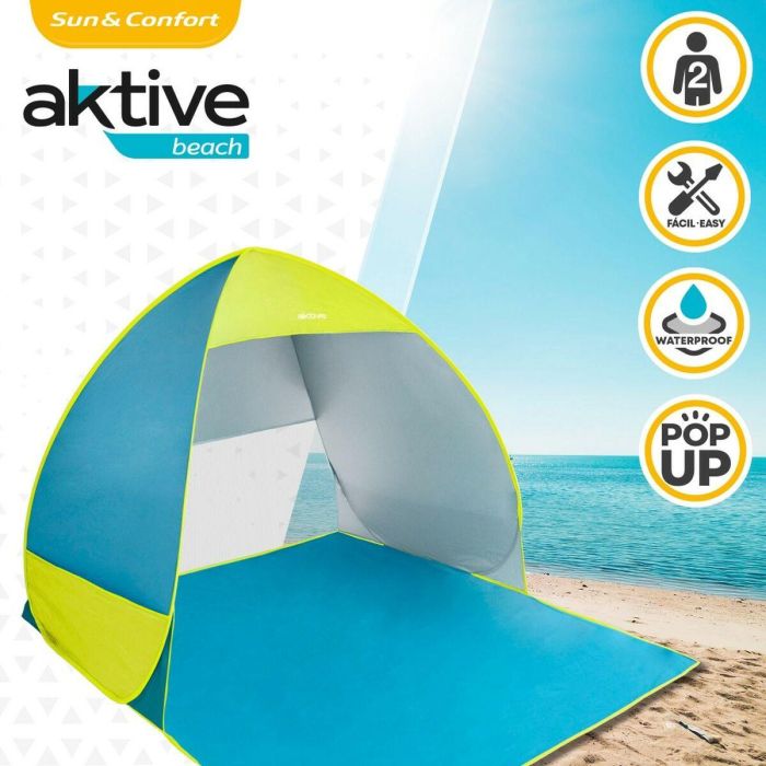 Paravientos Aktive Azul Verde Poliéster 160 x 110 x 140 cm 6 Paravientos Aktive Azul Verde Poliéster 160 x 110 x 140 cm 6
