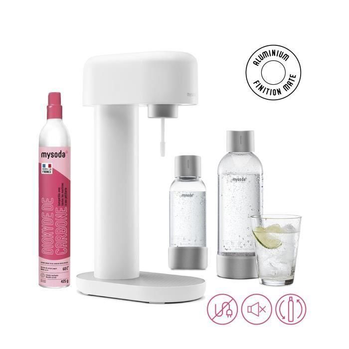 MYSODA Máquina de refrescos Ruby White, 1 botella 0,5L, 1 botella 1L, 1 botella de CO2