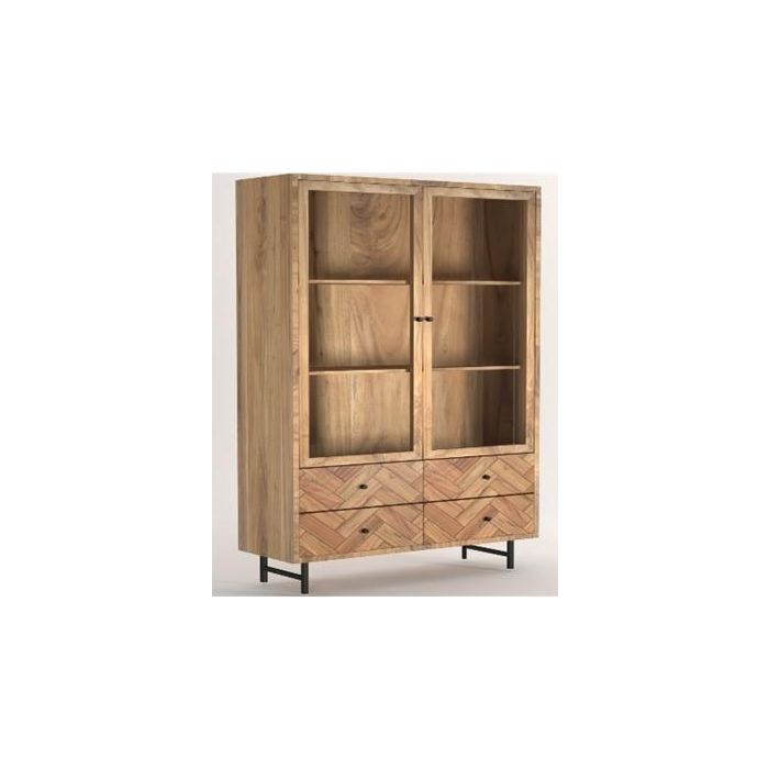 DKD Home Decor Vitrina Moderno de Acacia y Cristal Colección Espiga 185 cm Alto x 100 cm Ancho x 40 cm Fondo