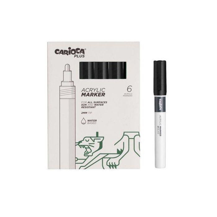 Rotulador Acrilico Carioca Plus Caja De 6 Negro