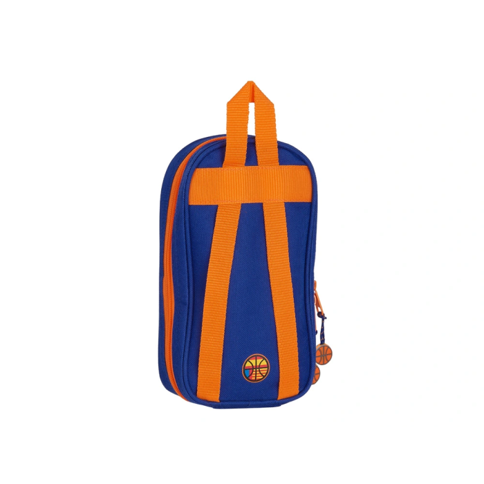 Safta Plumier Mochila Vacío c/4 Port. Valencia Basket 12x23x5cm Azul y Naranja 1