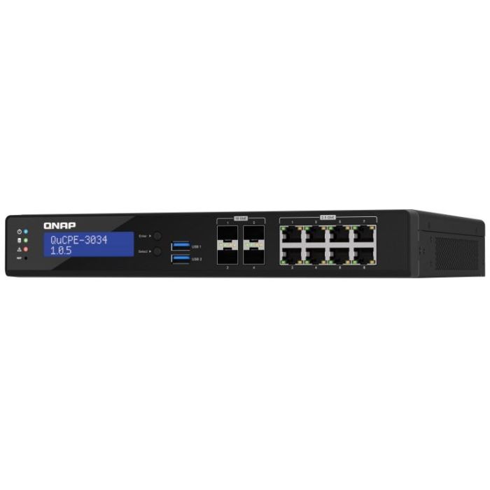 QNAP QuCPE-3034-C3758R-16G Intel Atom C3758R 8x2.5GbE RJ45 ports and 4x10GbE SFP+ ports 2xM.2 2280 NVMe slot 60W PS units 3 QNAP QuCPE-3034-C3758R-16G Intel Atom C3758R 8x2.5GbE RJ45 ports and 4x10GbE SFP+ ports 2xM.2 2280 NVMe slot 60W PS units 3