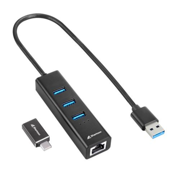 SHARKOON 4044951037575 Base para portátil y replicador de puertos Inalámbrico USB 3.2 Gen 1 Type-C Negro