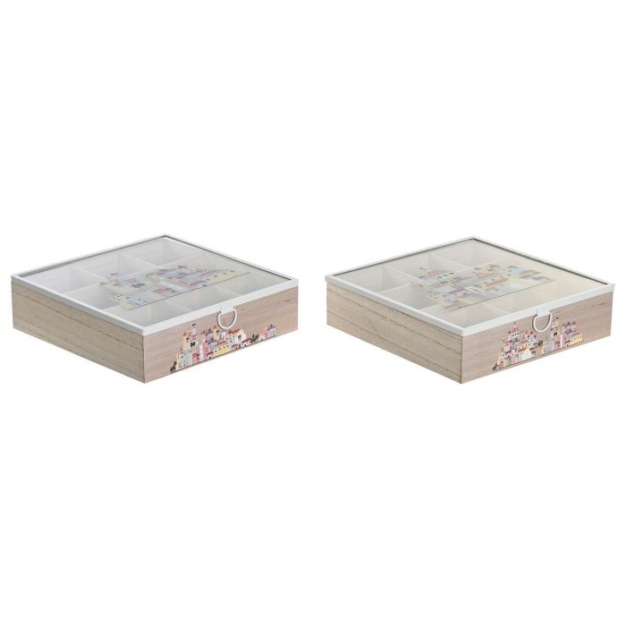 Caja para Infusiones DKD Home Decor Cristal Metal Multicolor Madera MDF (24,5 x 24,5 x 6 cm) (2 Unidades) Caja para Infusiones DKD Home Decor Cristal Metal Multicolor Madera MDF (24,5 x 24,5 x 6 cm) (2 Unidades)