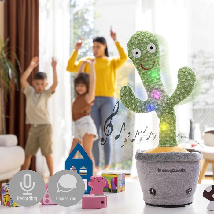 Cactus Bailarín y Parlanchín Recargable con Música y LED Multicolor Cacxi InnovaGoods Cactus Bailarín y Parlanchín Recargable con Música y LED Multicolor Cacxi InnovaGoods