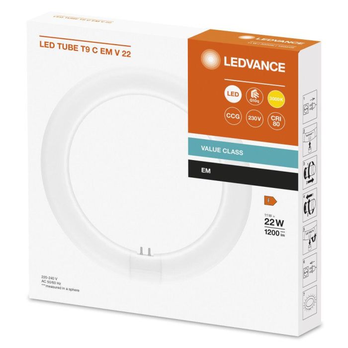 Ledvance LVE-4099854042447 Tubo LED Circular T9 G10q 11W 1200Lm 3000K IP20 para Sustitución Fluorescente Clásico 30.000h 1