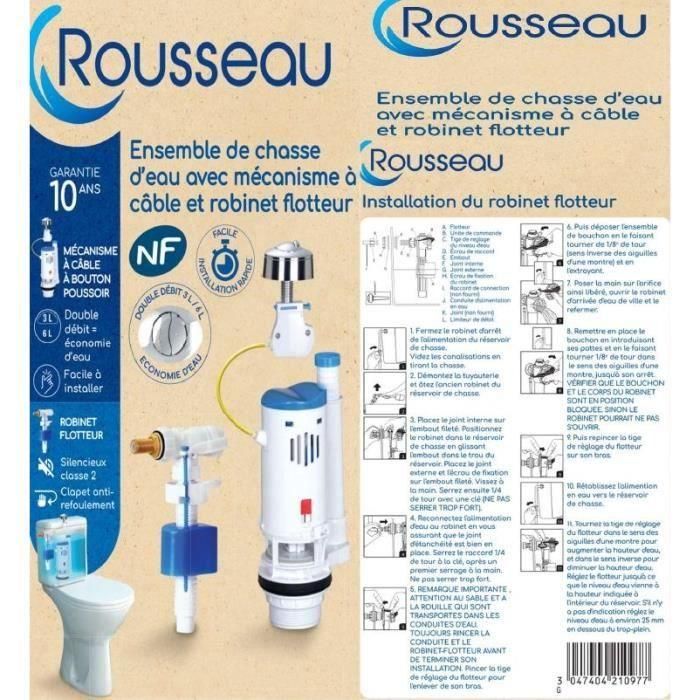 Edouard Rousseau ROU3047404210977 - Kit mecanismo inodoro 3/6L Robusto y completo - Certificado NF Silencioso y fiable 1 Edouard Rousseau ROU3047404210977 - Kit mecanismo inodoro 3/6L Robusto y completo - Certificado NF Silencioso y fiable 1