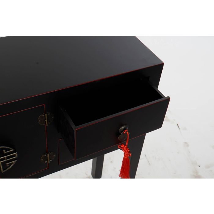 DKD Home Decor Consola Oriental Masako Negro Rojo de Madera de Abeto y MDF con 2 Cajones y 1 Puerta 26 x 83 x 63 cm 3 DKD Home Decor Consola Oriental Masako Negro Rojo de Madera de Abeto y MDF con 2 Cajones y 1 Puerta 26 x 83 x 63 cm 3