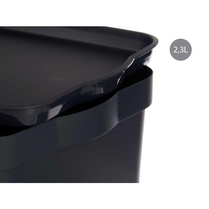 Caja de plástico con tapa Kipit 6L antracita 21x11x32 cm (12 Unidades) 3 Caja de plástico con tapa Kipit 6L antracita 21x11x32 cm (12 Unidades) 3