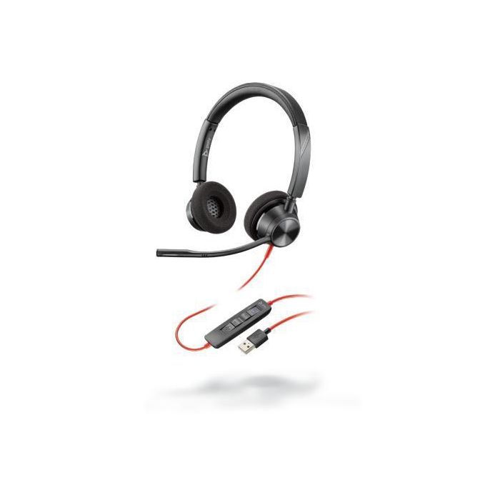 Poly Blackwire 3320 Auriculares Diadema Estéreo USB-A con Conector 3.5mm para PC y Móvil, Optimizados para Microsoft Teams