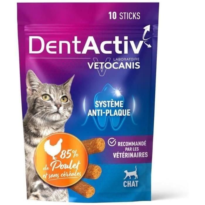 DentActiv - 10 Barritas - VETOCANIS - Higiene Bucal de Pollo para Gatos DentActiv - 10 Barritas - VETOCANIS - Higiene Bucal de Pollo para Gatos