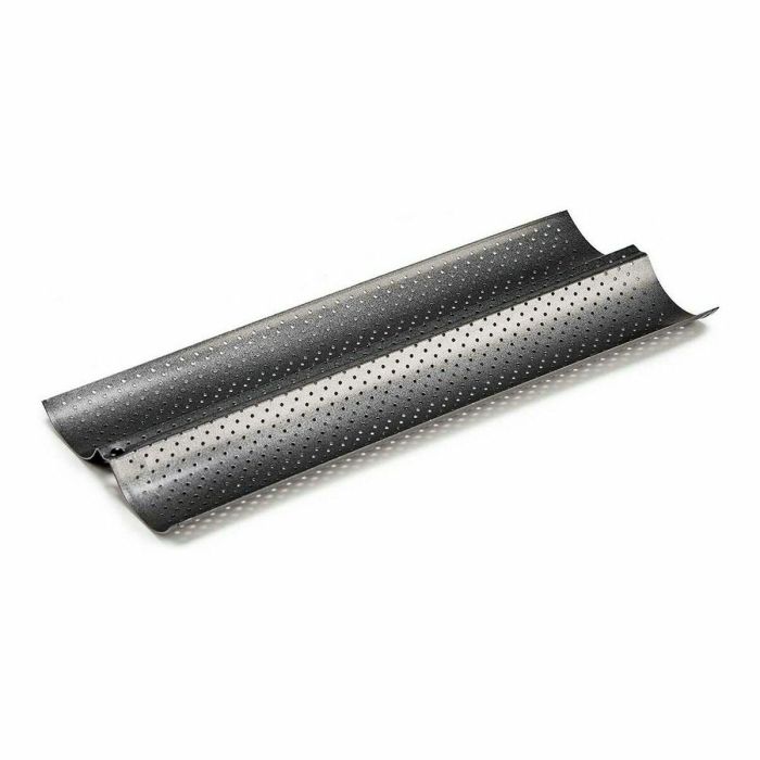 Molde para Baguettes Gris oscuro Metal Acero al carbono 16 x 2,5 x 38 cm Pan (12 Unidades) 1