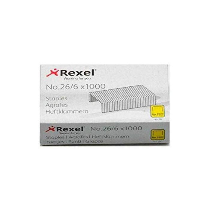 Rexel Grapas 26-6 galvanizadas - Caja de 1000 unidades Rexel Grapas 26-6 galvanizadas - Caja de 1000 unidades
