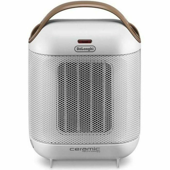 De'Longhi HFX30C18 Calentador Ventilador Cerámico Móvil 1800W, Termostato Ajustable, Ventilación Verano y Seguridad Antivuelco Blanco Marfil