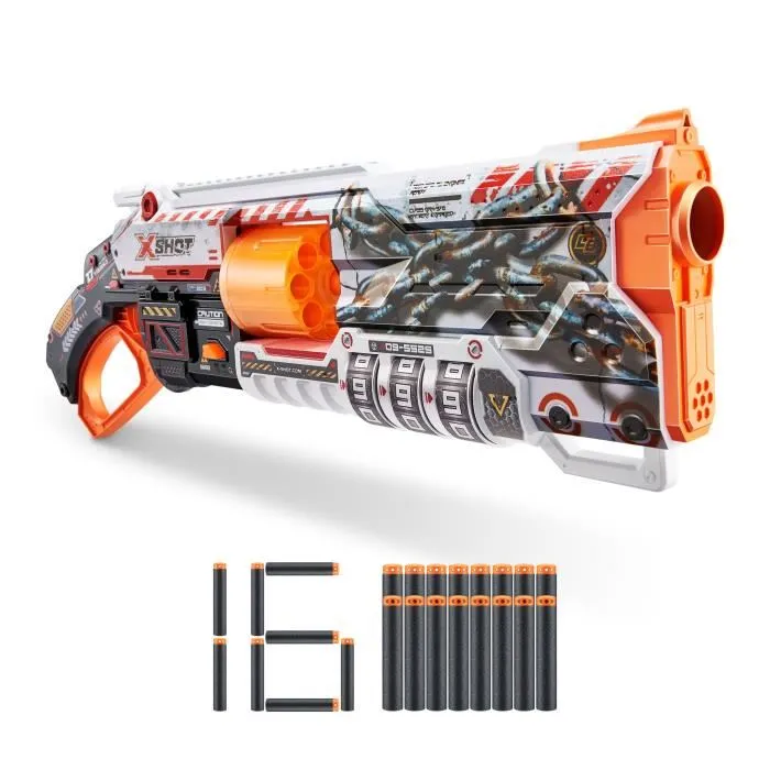Zuru XSHOT Skins Lock Gun Blaster con Combinación de Bloqueo y Cañón Giratorio con 8 Dardos 1