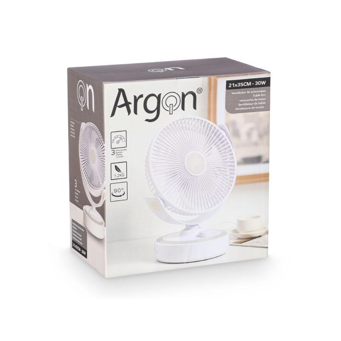 Ventilador de Sobremesa Argon Blanco 30W, 27x36x20 cm, 3 Modos (4 Unidades) 1 Ventilador de Sobremesa Argon Blanco 30W, 27x36x20 cm, 3 Modos (4 Unidades) 1
