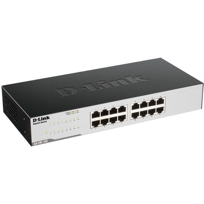 D-Link GO-SW-16G Conmutador de Red Gigabit 16 Puertos RJ-45 10/100/1000, Plug & Play, Silencioso con EEE 1