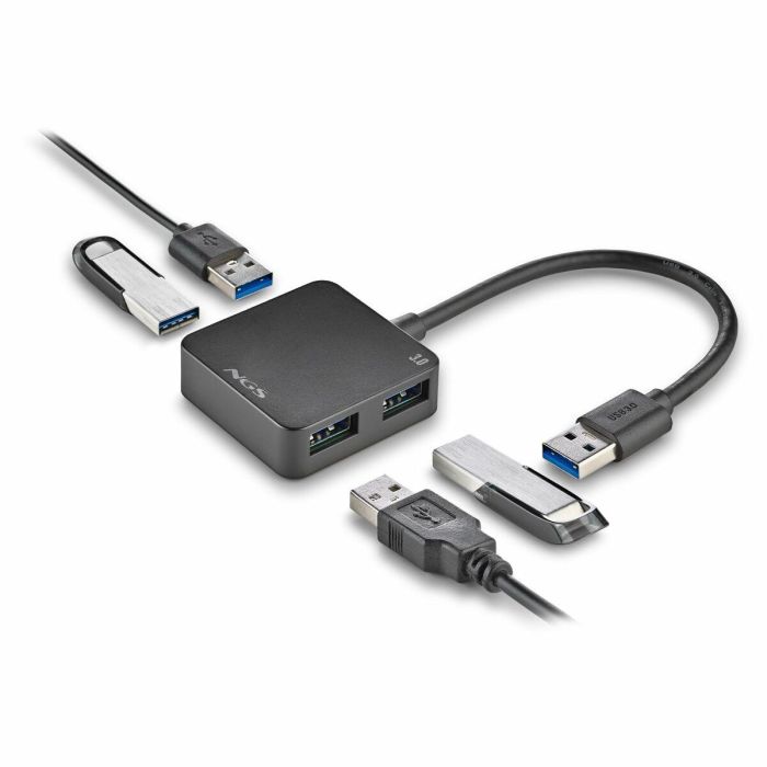 NGS IHUB3.0Tiny/ IHUB3.0TINY - Hub USB 3.0 de 4 Puertos, Alta Velocidad 5Gbps, Compatible USB 3.0/2.0/1.1 para PC/MAC 3