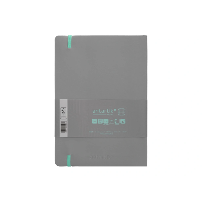 Antartik Cuaderno A5 Tapa Blanda Hojas Cuadriculadas 80 Hojas 80gr FSC Gris y Turquesa 2