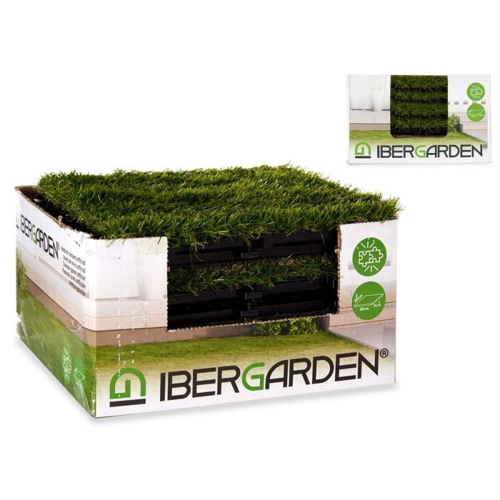 Ibergarden Baldosa Cesped Artificial 30x30 cm Plastico Verde (Set de 6) 2
