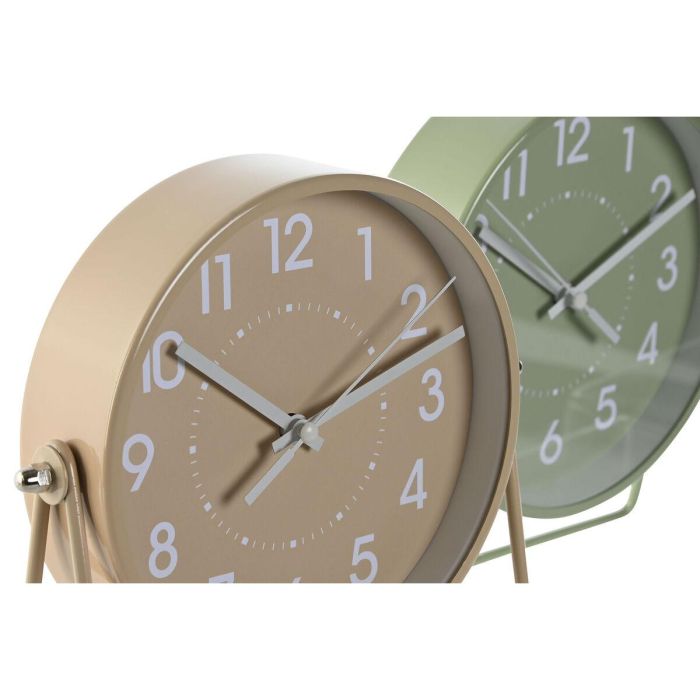 Reloj Sobremesa Basicos DKD Home Decor Verde Menta Beige 6.5 x 18.5 x 18 cm (2 Unidades) 2 Reloj Sobremesa Basicos DKD Home Decor Verde Menta Beige 6.5 x 18.5 x 18 cm (2 Unidades) 2