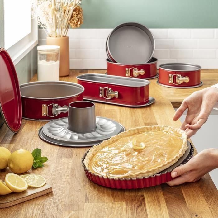 TEFAL Molde para pastel Delibake en acero - Ø 30 cm - Rojo y gris - Fondo desmontable 3