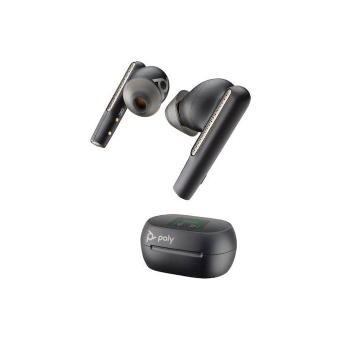 Poly Voyager Free 60+ UC M 7Y8H0AA Auriculares Bluetooth ANC con estuche de carga táctil y adaptador BT700, negros, 24h autonomía