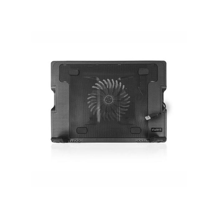 Ewent EW1258 Base de Enfriamiento Plegable para Portátil 17" con Ventilador Silencioso 1000 RPM, 2x USB, Multiángulo - Negro 1