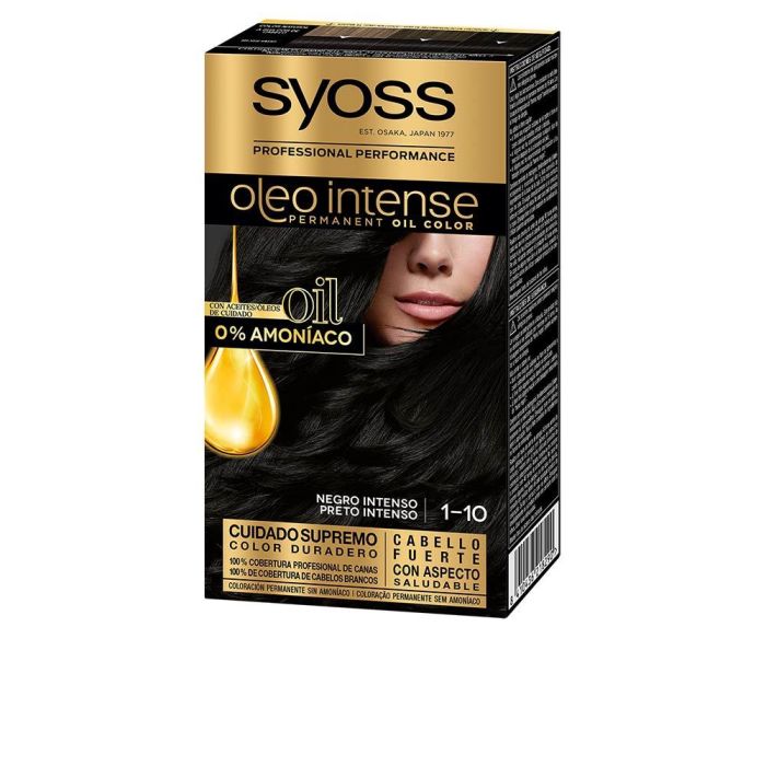 Syoss Oleo Intense Tinte sin Amoniaco #1.10-Negro Intenso 5 pz Syoss Oleo Intense Tinte sin Amoniaco #1.10-Negro Intenso 5 pz