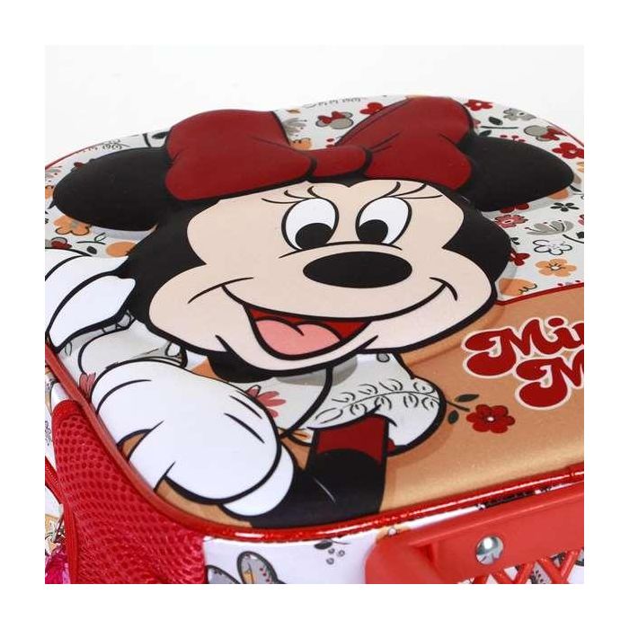 Mochila 3D con Ruedas Pequeña Flowered Disney Minnie Mouse Rojo 3 Mochila 3D con Ruedas Pequeña Flowered Disney Minnie Mouse Rojo 3
