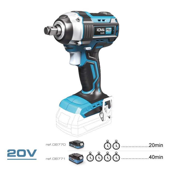 Llave de impacto 20 v brushless 280 nm (sin batería ni cargador) 1