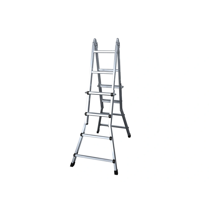 Blanca Escalera Telescopica Aluminio 4+4 Peldaños Tapa PVC Antideslizante EN131-4 150kg 1