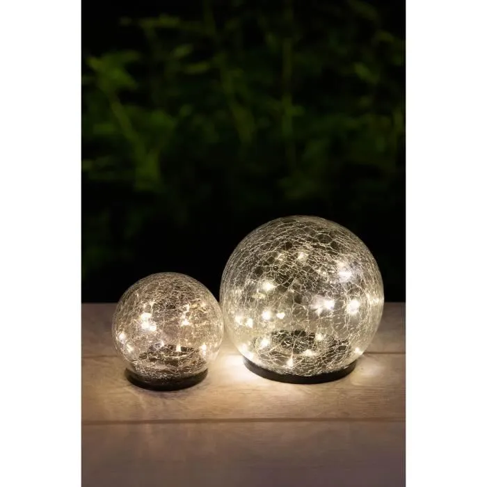 Galix Esfera solar Efecto cristal roto Ø 10 cm 15 LED blancos 0.10W 10 Lúmenes Duración 8 horas 2