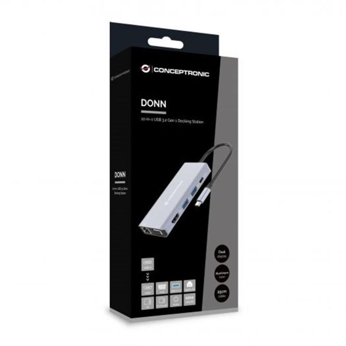 Conceptronic Docking Station USB Tipo C 10 en 1 con HDMI/VGA/USB-C PD/USB 3.0/SD/TF/GbE/AUX, 4K 30Hz, 1080P 60Hz, para Windows/Mac/Chrome OS 2 Conceptronic Docking Station USB Tipo C 10 en 1 con HDMI/VGA/USB-C PD/USB 3.0/SD/TF/GbE/AUX, 4K 30Hz, 1080P 60Hz, para Windows/Mac/Chrome OS 2
