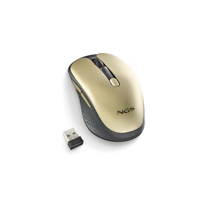 NGS EVORUSTGOLD Ratón Inalámbrico 2.4GHz RF Recargable 50h Teclas Silenciosas Ajustable 1600 DPI 5 Botones Compacto Diestro Dorado 4